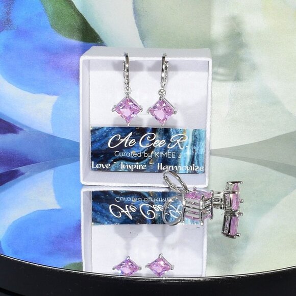 Mia Sincerity Simulated Pink Tourmaline 925 Sterling Silver Earrings Gift Boxed - Picture 1 of 9